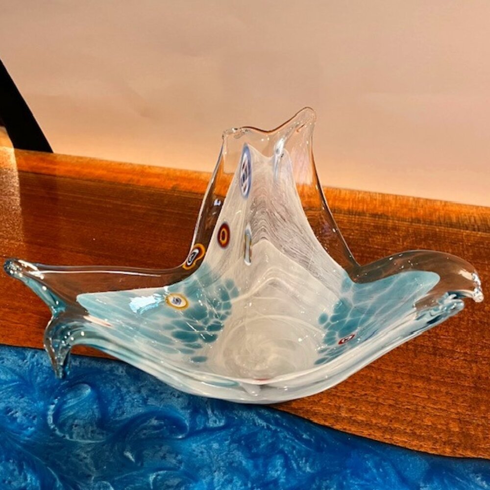 Millefiori Art Glass Murano Style Abstract Bowl Candy Dish